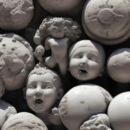 Escultura de muchos niños muertos por una bomba, bandera de palestina,en marmol blanco calidad ultra, hiperdetallado, obra de arte, 8k 3D