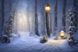 FOREST LANTERN WINTER PATH FALL