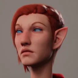 Red Head Elf, Dramatic color, Detailed,