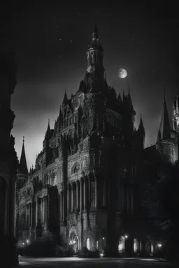 goth, castle, black and white, old, fancy, royal court, cosmos, night, city, capitol, buildings