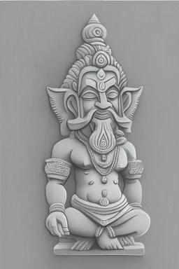 Hindu god Brahma，cute,sticker,Adobe Illustrator,grayscale,3D vector art,hand drawn, digital ,low-poly, retro aesthetic,Greek god with medium aesthetic theme, illustration, highly detailed, simple, smooth, clean vector, no jagged lines, smooth,