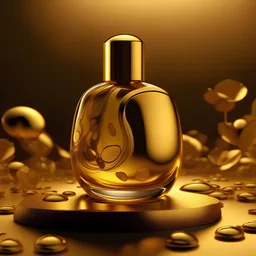 generate me an aesthetic complete image of a perfume with Golden Elixir
