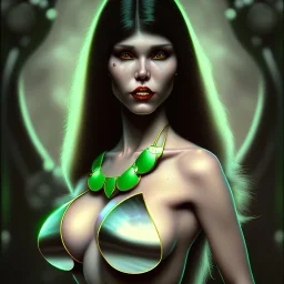 ultra detailed portrait of beautiful Vampirella , wearing a bikini plate armor, extremely detailed digital painting, extremely detailed face,crystal clear green eyes, in the style of robert e howard and pablo oliveira and Ken Kelley, mystical colors,perfectly centered image, perfect composition, rim light, beautiful lighting,8k, stunning scene, raytracing