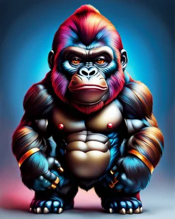 Chibi of gorilla, ultra quality, hyper detailed, contrasting colors, incredible colors, incredible artwork, maximalist