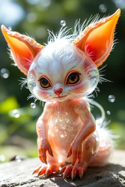 glorious transparent transcendent cute hairy gremlin elf fairy fox built as bubble wrap art