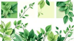 Generate an image of a lush, vibrant, and soothing green color palette featuring various shades of emerald, lime, and mint, with intricate foliage and leaf patterns, set against a gentle, creamy white background, evoking feelings of serenity and harmony.