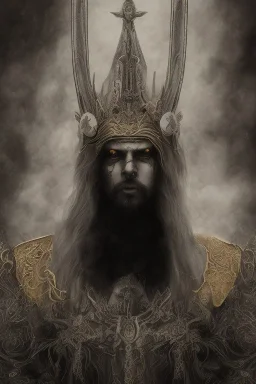 Realistic anime black metal corpsepaint god with golden crown