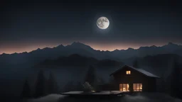 create realistic images of stunning mountain and sky views at night with moonlight