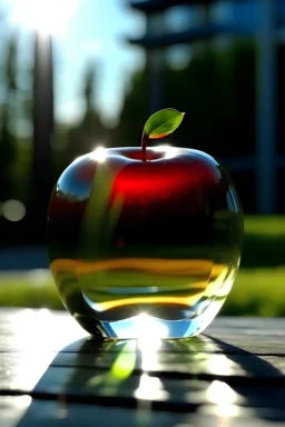 apple made of glass under sun