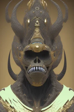 black male African Egyptian alien, cracks in the voodoo head, wicked, eyes, crown, Elephant, 8k, finely detailed, photo realistic, tiger turquoise skull head gold dragon space alien snow skeleton gold gorilla silver crown silver eyes