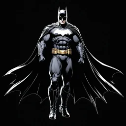 Batman, аrte lineal, fondo negro, cuerpo completo