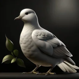 photorealistic dove, holding an olive branch