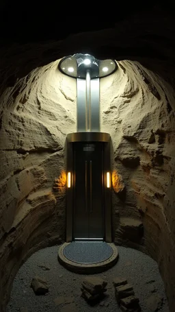 An elevator inside a cave of miney