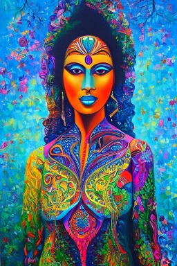 Full body portrait, painting, medium shot lady visionary art