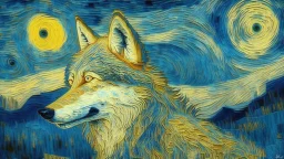 a wolf in van gogh style