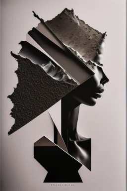 Album cover in minimalism brutal art shades fashion papercut layered harsh extreme shiny UHD