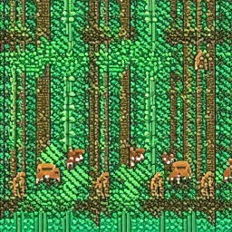 escena de un bosque jungla en pixel art