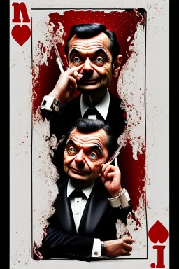 mr bean as the mafia godfather, in casino top floor, 4k, trending art, weird perspective, realism, spray paint, detailed