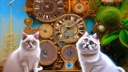 A Cat That Is Sitting On Top Of A Clock, Android Jones And Chris Dyer, Behance. Polished, Inspired By Eduardo Paolozzi, Hypereuphoria, Remix By Ballaberg