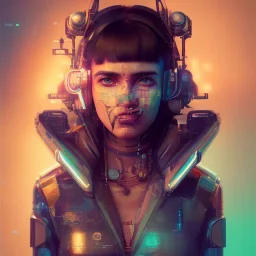 A beautiful portrait of a cute cyberpunk beautiful girl by sandra chevrier and, greg rutkowski and wlop, purple blue color scheme, high key lighting, volumetric light, digital art, highly detailed, fine detail, intricate, ornate, complex, octane render, unreal engine, photorealistic