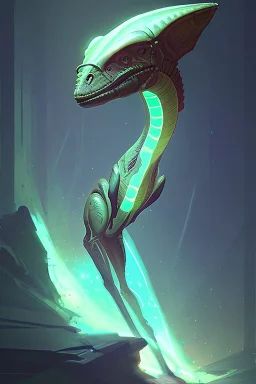 Hippalectryon Alien,glowing, by Greg Rutkowski