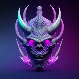 oni purple mask in galaxy, teal and purple smoke, detailed, realistic, 4k