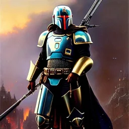 'Jango Fett helmet',ancient metal armor and helmet ,painting by gaston bussiere, greg rutkowski, yoji shinkawa, yoshitaka amano, tsutomu nihei, donato giancola, tim hildebrandt, oil on canvas, cinematic composition, extreme detail,fit full head inside picture,16k