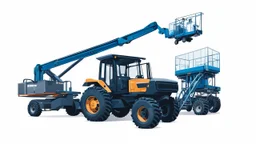 a generic Boom-lift, tractor and scissor-lift on a white background. Smooth vector