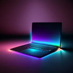 background gradient minimal dark holographic light and a laptop