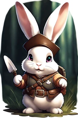 Cute chubby bunny floppy ears adventurer dnd art realism