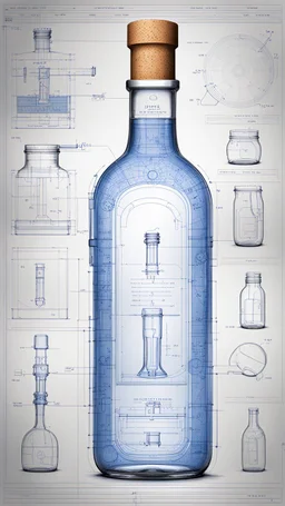 blueprint of bottle with the cork inside