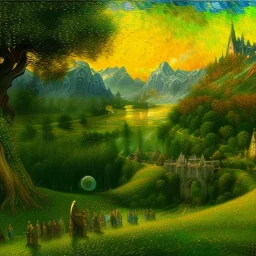 Epic Drawing of scenery of The LOTR estilo Van Gogh 4k