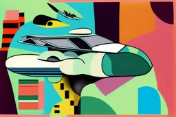 flying car in the style of Eileen Agar