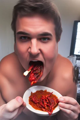 Eating a very hot chilli