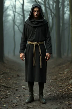 young russian monk for a horror , silent hill style, 3d model, t-pose, full length