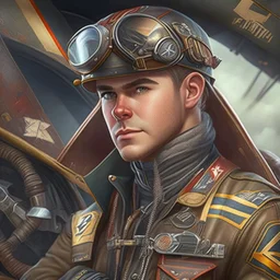 El Piloto Relámpago: Un hábil conductor y mecánico de vehículos de carreras en un estilo dieselpunk. Lleva un mono de carreras adornado con parches de equipos pasados y una gorra de aviador, y siempre tiene aceite y herramientas a mano.