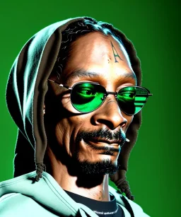 Snoop Dogg, smoke weed, dollars, weed background, hyper realistic