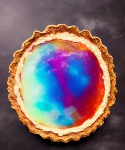 Photorealistic slice of cosmic jelly pie on a platter