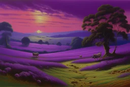 A violet farmland with bio life painted by Francis Danby