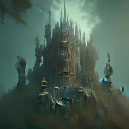 detailed creepy landscape made of cake-frosting, figure, city, sun, Amano , Roger Dean, strong texture, Ernst Haekel, extreme detail, intricate, colours, Max Ernst, Sam Raimi, rich moody colors, sparkles, blue eyes, octane render, 55mm photography