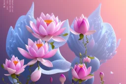 a magical crystal flower lotus magnolia lys bougainvillier, blue gold house indian palace castle in the woods, magnolias pink,blue lake,sun,white swanns,pink vertical, blue lake,sharp, vines, candlelit, endor, ornate, elegant, highly detailed, artstation, concept art, smooth, sharp focus, illustration, 8k, splash art, wallpaper, key visual