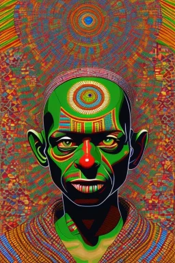 smeagol in Kente, big eyes, ghana colours, african pattern, engraved, high detail