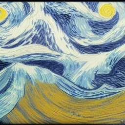 Drawing of a Tsunami Vincent van Gogh style