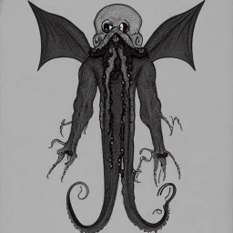 Vampire Bat with tentacles beard and grey skin and four arms and claws as a Russian Orthodox