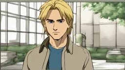 George is estimated to be 20 years of age (as of Broken Sword 1). His trademark appearance consists of blond hair, cut short in the back but left long in the front, as well as jeans with incredibly deep pockets and a blue-green jacket over a white t-shirt.