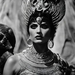 [Jason and the Argonauts (1963)] Surpanakha, with her twisted form and ferocious demeanor, presents a stark contrast. Her appearance is more ominous, bearing the marks of her demonic lineage. Her once alluring features have been distorted, reflecting the darkness that resides within her.Surpanakha's eyes, filled with a fiery intensity, convey a sense of danger and aggression. Her twisted form, with sharp claws and teeth, symbolizes her predatory nature and the ferocity with which she pursues her