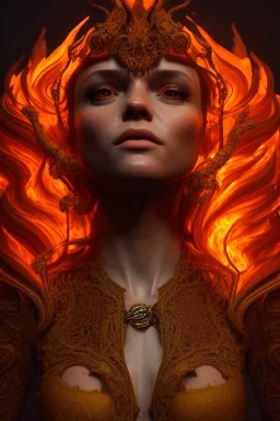 portrait of samantha prince set in fire, cinematic lighting, photorealistic, ornate, intricate, realistic, detailed, volumetric light and shadow, hyper HD, octane render, unreal engine insanely detailed and intricate, hypermaximalist, elegant, ornate, hyper-realistic, super detailed --v 4