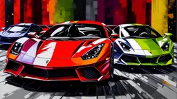 crea un disegno da colorare che rappresenti delle macchine sportive elaborate