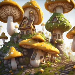 A lumpy mushroom house floating in space. neutral colors, white, yellow green, Detailed gloss Painting, rich color, fantastical, intricate detail, splash screen, hyperdetailed, insane depth, concept art, 8k resolution, trending on Artstation, Unreal Engine 5, color depth, dynamic lighting, splash art, dramatic, masterpiece, excellent quality beautiful Imaginative, unique,