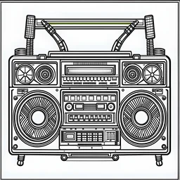A simple horror type line drawing of a boombox